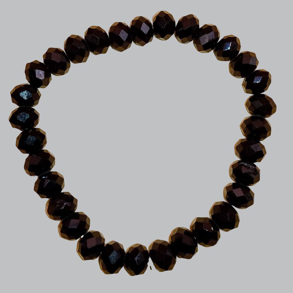 Black Crystal Faceted Beads Vintage Gothic Victorian Style Bracelet